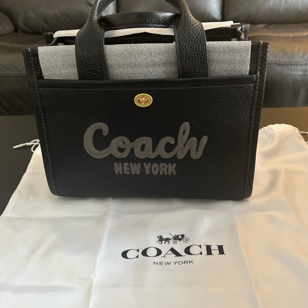 Coach Black Pebbled Leather Cargo Toto Handbag